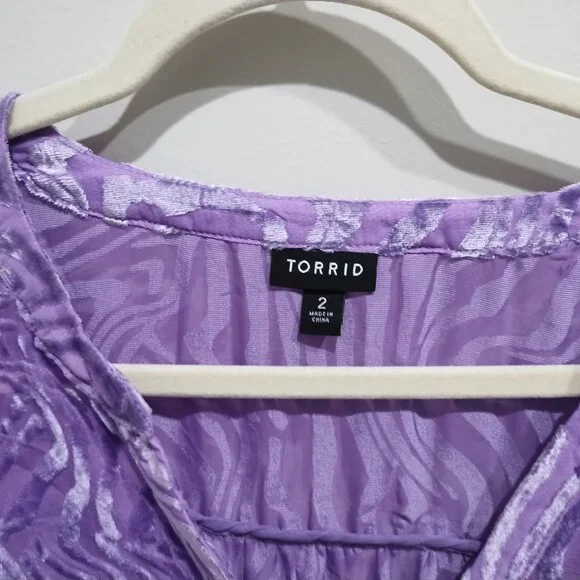 Torrid Velvet Burnout Pullover Long Sleeve Blouse - Picture 10 of 12